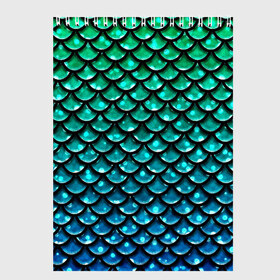 Скетчбук с принтом Змеиная кожа , 100% бумага
 | 48 листов, плотность листов — 100 г/м2, плотность картонной обложки — 250 г/м2. Листы скреплены сверху удобной пружинной спиралью | бирюзовый | блики | зеленый | змея | кожа | свет | синий | чешуя