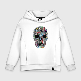 Детское худи Oversize хлопок с принтом Tosh   Cool skull , френч-терри — 70% хлопок, 30% полиэстер. Мягкий теплый начес внутри —100% хлопок | боковые карманы, эластичные манжеты и нижняя кромка, капюшон на магнитной кнопке | Тематика изображения на принте: cloud | crown | fly agaric | ghost | jaw | orbits | rabbit | skull | smile | tape | tosh | глазницы | ерунда | корона | кролик | лента | мухомор | облако | пасть | привидение | улыбка | череп