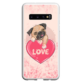 Чехол для Samsung Galaxy S10 с принтом Love Pug (Z) , Силикон | Область печати: задняя сторона чехла, без боковых панелей | Тематика изображения на принте: dog | doggie | doggy | mops | pug | декоративная собака | друг человека | другу | кинолог | лабрадор | малые молоссоиды | мопс | мопсик | мохнатый | пес | пёсель | пёсик | подарок | подруге | собака | собакен | собаки