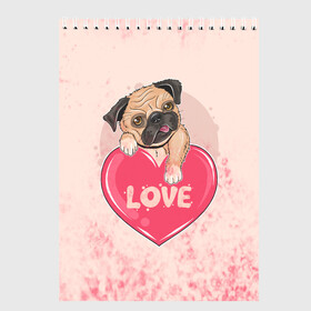 Скетчбук с принтом Love Pug (Z) , 100% бумага
 | 48 листов, плотность листов — 100 г/м2, плотность картонной обложки — 250 г/м2. Листы скреплены сверху удобной пружинной спиралью | dog | doggie | doggy | mops | pug | декоративная собака | друг человека | другу | кинолог | лабрадор | малые молоссоиды | мопс | мопсик | мохнатый | пес | пёсель | пёсик | подарок | подруге | собака | собакен | собаки