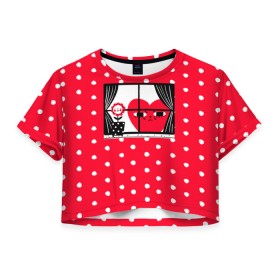 Женская футболка Crop-top 3D с принтом Сердце в заперти (love) , 100% полиэстер | круглая горловина, длина футболки до линии талии, рукава с отворотами | 