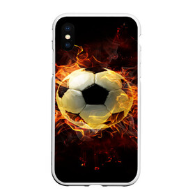 Чехол для iPhone XS Max матовый с принтом Мяч , Силикон | Область печати: задняя сторона чехла, без боковых панелей | мяч | огонь | пламя | футбол | футбольный мяч