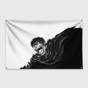 Флаг-баннер с принтом Ярость , 100% полиэстер | размер 67 х 109 см, плотность ткани — 95 г/м2; по краям флага есть четыре люверса для крепления | berserk | берсерк | гатс | черный мечник | ярость