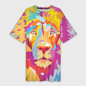 Платье-футболка 3D с принтом Акварельный лев ,  |  | Тематика изображения на принте: арт | грива | деко | жедтая | животные | закат | зверей | золото | кошка | лев | лето | львенок | неоновая | очки | пляж | прайд | разноцветная | солнце | тигр | узоры | царь | яркие