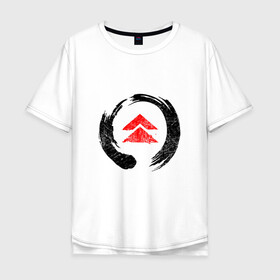 Мужская футболка хлопок Oversize с принтом Ghost of Tsushima Black (Z) , 100% хлопок | свободный крой, круглый ворот, “спинка” длиннее передней части | game | ghost of tsushima | jin sakai | samurai | дзин сакай | игра | призрак цусимы | самурай