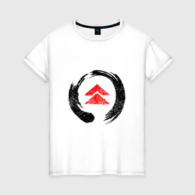 Женская футболка хлопок с принтом Ghost of Tsushima Black (Z) , 100% хлопок | прямой крой, круглый вырез горловины, длина до линии бедер, слегка спущенное плечо | game | ghost of tsushima | jin sakai | samurai | дзин сакай | игра | призрак цусимы | самурай