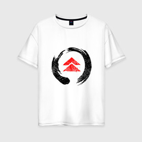 Женская футболка хлопок Oversize с принтом Ghost of Tsushima Black (Z) , 100% хлопок | свободный крой, круглый ворот, спущенный рукав, длина до линии бедер
 | game | ghost of tsushima | jin sakai | samurai | дзин сакай | игра | призрак цусимы | самурай