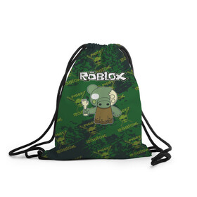 Рюкзак-мешок 3D с принтом Свинка Пигги из Roblox , 100% полиэстер | плотность ткани — 200 г/м2, размер — 35 х 45 см; лямки — толстые шнурки, застежка на шнуровке, без карманов и подкладки | pig | piggi | roblox | svinka | игра | пигги