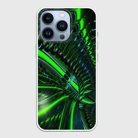 Чехол для iPhone 13 Pro с принтом DIGITAL NEON GREEN ,  |  | abstract | abstraction | color | fractal | geometry | paitnt | psy | rdtktr | абстракция | геометрия | краски | неоновые | психоделика | фрактал
