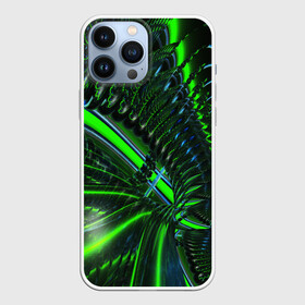 Чехол для iPhone 13 Pro Max с принтом DIGITAL NEON GREEN ,  |  | abstract | abstraction | color | fractal | geometry | paitnt | psy | rdtktr | абстракция | геометрия | краски | неоновые | психоделика | фрактал