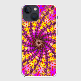 Чехол для iPhone 13 mini с принтом НЕОНОВЫЙ РОЗОВЫЙ ФРАКТАЛ ,  |  | abstract | abstraction | color | fractal | geometry | paitnt | psy | rdtktr | абстракция | геометрия | краски | неоновые | психоделика | фрактал
