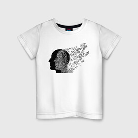 Детская футболка хлопок с принтом Голова с нотами  , 100% хлопок | круглый вырез горловины, полуприлегающий силуэт, длина до линии бедер | аватар | голова | картинки | люди | музыка | ноты | прикольные | профиль | силуэт | человек