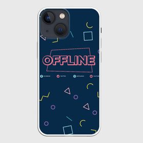 Чехол для iPhone 13 mini с принтом OFFLINE ,  |  | facebook | instagram | offline | pattern | twitter | youtube | мессенджер | оффлайн | соцсети | узор