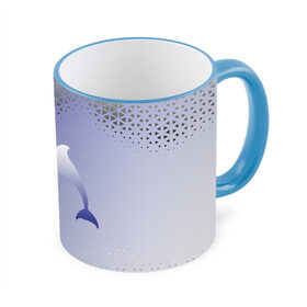 Кружка с принтом Минималистичный дельфин , керамика | ёмкость 330 мл | dolphin | minimalism | sea | дельфин | минимализм | море