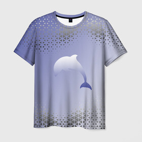 Мужская футболка 3D с принтом Минималистичный дельфин , 100% полиэфир | прямой крой, круглый вырез горловины, длина до линии бедер | dolphin | minimalism | sea | дельфин | минимализм | море