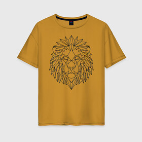 Женская футболка хлопок Oversize с принтом Геометрический Лев , 100% хлопок | свободный крой, круглый ворот, спущенный рукав, длина до линии бедер
 | геометрический рисунок | лев | царь зверей