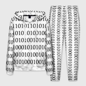 Мужской костюм 3D с принтом 101 , 100% полиэстер | Манжеты и пояс оформлены тканевой резинкой, двухслойный капюшон со шнурком для регулировки, карманы спереди | 101 | binary code | machine language | programming | двоичный код | программирования