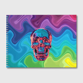 Альбом для рисования с принтом Color skull , 100% бумага
 | матовая бумага, плотность 200 мг. | Тематика изображения на принте: color | jaw | neon | skull | teeth | vanguard | авангард | зубы | неон | пасть | цвет | череп