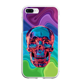 Чехол для iPhone 7Plus/8 Plus матовый с принтом Color skull , Силикон | Область печати: задняя сторона чехла, без боковых панелей | color | jaw | neon | skull | teeth | vanguard | авангард | зубы | неон | пасть | цвет | череп