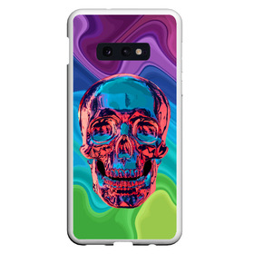 Чехол для Samsung S10E с принтом Color skull , Силикон | Область печати: задняя сторона чехла, без боковых панелей | color | jaw | neon | skull | teeth | vanguard | авангард | зубы | неон | пасть | цвет | череп