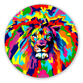 Коврик для мышки круглый с принтом Лев Artistic Art , резина и полиэстер | круглая форма, изображение наносится на всю лицевую часть | king | lion | neon | африка | голова | граффити | грива | дикий | животные | зверь | зодиак | картина | король | краски | красочный | лев | львенок | львиное | львица | неон | неоновые | радуга | радужный | рисунок