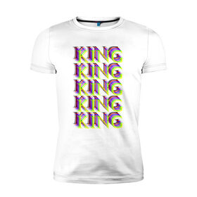 Мужская футболка премиум с принтом KING , 92% хлопок, 8% лайкра | приталенный силуэт, круглый вырез ворота, длина до линии бедра, короткий рукав | Тематика изображения на принте: king | божественный | единственный | князь | король | лучший | надпись | текст | фраза