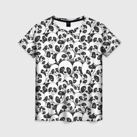 Женская футболка 3D с принтом ПАНДОЧКИ , 100% полиэфир ( синтетическое хлопкоподобное полотно) | прямой крой, круглый вырез горловины, длина до линии бедер | девушкам | детская | детям | женская | животные | медведи | медведь | медвежата | медвежатки | милота | милый | мишка | мишки | панда | пандочки | панды | паттерн