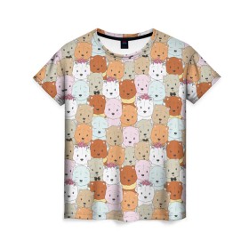 Женская футболка 3D с принтом МИШКИ , 100% полиэфир ( синтетическое хлопкоподобное полотно) | прямой крой, круглый вырез горловины, длина до линии бедер | девушкам | детская | детям | женская | животные | медведи | медведь | медвежата | медвежатки | милота | милый | мишка | мишки | паттерн