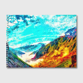 Альбом для рисования с принтом Японские горы , 100% бумага
 | матовая бумага, плотность 200 мг. | Тематика изображения на принте: art | japan | summer | азия | акварель | восток | восход | горы | деревья | искусство | картина | краски | красочный | лес | летние | лето | мазки | небесный | облака | пейзаж | природа | разноцветные | рассвет