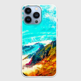 Чехол для iPhone 13 Pro с принтом Японские горы ,  |  | art | japan | summer | азия | акварель | восток | восход | горы | деревья | искусство | картина | краски | красочный | лес | летние | лето | мазки | небесный | облака | пейзаж | природа | разноцветные | рассвет