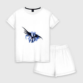 Женская пижама с шортиками хлопок с принтом Nightmare Moon , 100% хлопок | футболка прямого кроя, шорты свободные с широкой мягкой резинкой | злая луна | зло | луна