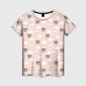 Женская футболка 3D с принтом МИШКИ , 100% полиэфир ( синтетическое хлопкоподобное полотно) | прямой крой, круглый вырез горловины, длина до линии бедер | девушкам | детская | детям | женская | животные | медведи | медведь | медвежата | медвежатки | милота | милый | мишка | мишки | небо | облака | паттерн