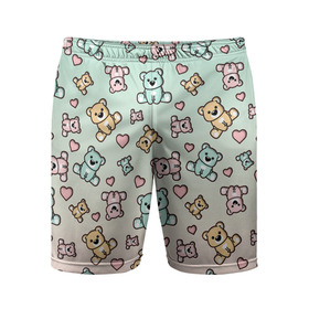 Мужские шорты спортивные с принтом МИШКИ ,  |  | девушкам | детская | детям | женская | животные | медведи | медведь | медвежата | медвежатки | милота | милый | мишка | мишки | паттерн | сердечко | сердце