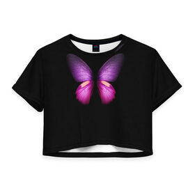 Женская футболка Crop-top 3D с принтом Butterfly , 100% полиэстер | круглая горловина, длина футболки до линии талии, рукава с отворотами | butterfly | арт | бабочка | крылья | насекомые | фауна