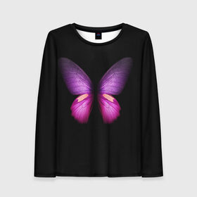 Женский лонгслив 3D с принтом Butterfly , 100% полиэстер | длинные рукава, круглый вырез горловины, полуприлегающий силуэт | butterfly | арт | бабочка | крылья | насекомые | фауна