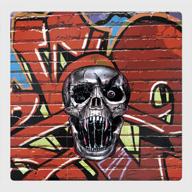 Магнитный плакат 3Х3 с принтом Horror , Полимерный материал с магнитным слоем | 9 деталей размером 9*9 см | Тематика изображения на принте: bat | eye | fangs | fear | graffiti | grin | halloween | horror | jaw | saliva | skull | teeth | wall | глаз | граффити | зубы | клыки | летучая мышь | оскал | пасть | слюна | стена | ужас | хэллоуин | череп