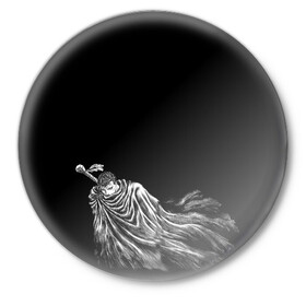Значок с принтом berserk ,  металл | круглая форма, металлическая застежка в виде булавки | berserk | аниме | берсерк | гатс | манга | черный мечник