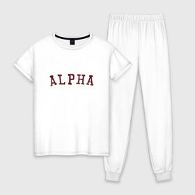 Женская пижама хлопок с принтом ALPHA , 100% хлопок | брюки и футболка прямого кроя, без карманов, на брюках мягкая резинка на поясе и по низу штанин | alpha | альфа | кб | клуб романтики | макс | оборотень