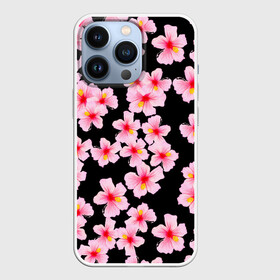 Чехол для iPhone 13 Pro с принтом Цветы желаний ,  |  | Тематика изображения на принте: flowers | pattern | pink | бутоны | ветки | вишня | восток | восточные | гибискусы | девушкам | лепестки | летние | паттерн | природа | растения | розовыецветы | ромашки | сакура | тропики | узоры | цветочки