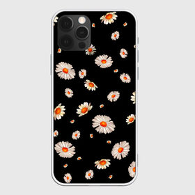 Чехол для iPhone 12 Pro Max с принтом Ромашки в ночи , Силикон |  | blackandwhite | flowers | nature | pattern | summer | белыецветы | бутоны | девушкам | лепестки | летние | листья | ночные | ночь | паттерн | поле | природа | ретро | ромашки | ромашковое | россыпь | сад | узоры | флорист