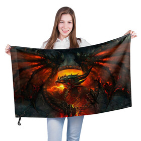 Флаг 3D с принтом Огненный Дракон  , 100% полиэстер | плотность ткани — 95 г/м2, размер — 67 х 109 см. Принт наносится с одной стороны | drag | dragon | арт | динамическое | динозавр | дракон | красивое | фантастика