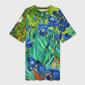 Платье-футболка 3D с принтом Ирисы Ван Гога ,  |  | Тематика изображения на принте: vangogh | арт | вангог | ветки | винсент | девушкам | импрессионизм | ирисы | искусство | картина | лепестки | летние | лето | листья | масло | пейзаж | поле | природа | растения | рисунок | сад | солнце