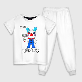 Детская пижама хлопок с принтом Свинка Пигги из Roblox , 100% хлопок |  брюки и футболка прямого кроя, без карманов, на брюках мягкая резинка на поясе и по низу штанин
 | Тематика изображения на принте: pig | piggi | roblox | svinka | игра | пигги