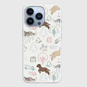 Чехол для iPhone 13 Pro с принтом Рисунок домашних любимцев ,  |  | Тематика изображения на принте: арт | бабочка | бабочки | дерево | деревья | карандаш | кошка | кошки | птица | птицы | рисунок | рисунок карандашом | собака | собаки
