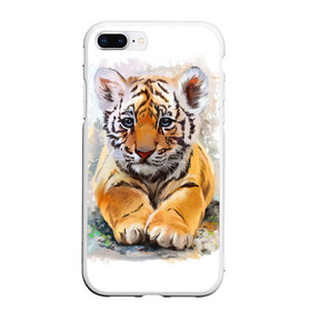 Чехол для iPhone 7Plus/8 Plus матовый с принтом Tiger Art , Силикон | Область печати: задняя сторона чехла, без боковых панелей | Тематика изображения на принте: art | blue | dinamic picture | lion | tiger | white | арт | животные | картинка | лев | рисунок | тигр
