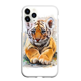 Чехол для iPhone 11 Pro Max матовый с принтом Tiger Art , Силикон |  | Тематика изображения на принте: art | blue | dinamic picture | lion | tiger | white | арт | животные | картинка | лев | рисунок | тигр