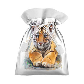 Подарочный 3D мешок с принтом Tiger Art , 100% полиэстер | Размер: 29*39 см | Тематика изображения на принте: art | blue | dinamic picture | lion | tiger | white | арт | животные | картинка | лев | рисунок | тигр