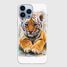 Чехол для iPhone 13 Pro Max с принтом Tiger Art ,  |  | Тематика изображения на принте: art | blue | dinamic picture | lion | tiger | white | арт | животные | картинка | лев | рисунок | тигр