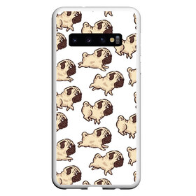 Чехол для Samsung Galaxy S10 с принтом Мопсики , Силикон | Область печати: задняя сторона чехла, без боковых панелей | арт | бег | бегут | мопс | мопсы | рисунок | собака | собаки