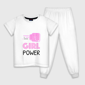 Детская пижама хлопок с принтом GRL PWR (Z) , 100% хлопок |  брюки и футболка прямого кроя, без карманов, на брюках мягкая резинка на поясе и по низу штанин
 | Тематика изображения на принте: emancipatio | feminism | girl power | girl to the power | mint juleps | spice girls | девичья сила | детерминизм | дискриминации женщин | кретинизм | неравенства полов | фемина | феминизация | феминизм | феминистка | феминность